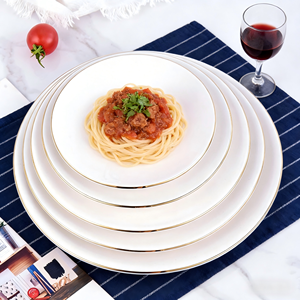 Piatto in Porcellana Cinese a Grandezza Naturale 6/7/8/9/10/11/12/14 Pollici con Intarsio Dorato, Elegante Stile Americano Fatto a Mano per Matrimoni e Feste - Product Image 4