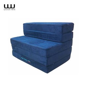 Compress Foldable <strong>Sofa</strong> Hot Selling Navy Blue Velour Fabric Foam 5-Folding Traditional Style <strong>Sofa</strong> <strong>Bed</strong> Mattress Removable <strong>Cover</strong> - Product Image 1