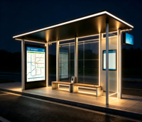 OEM Outdoor Verzinkte Stahl-Smart-Bushaltestelle mit LED-Matrix-Display und Echtzeit-Businformations-LCD-Bildschirm