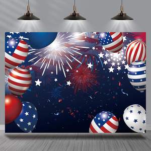 Décor de fête patriotique 7x5ft toile de fond de feux d'artifice avec arrière-plans personnalisés de confettis de drapeau américain pour les anciens combattants en Stock - Product Image 2