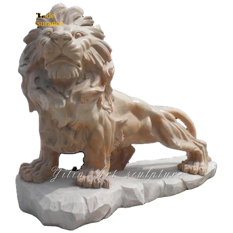Estatuas De León de piedra de mármol tallado a la venta, escultura de mármol Animal León
