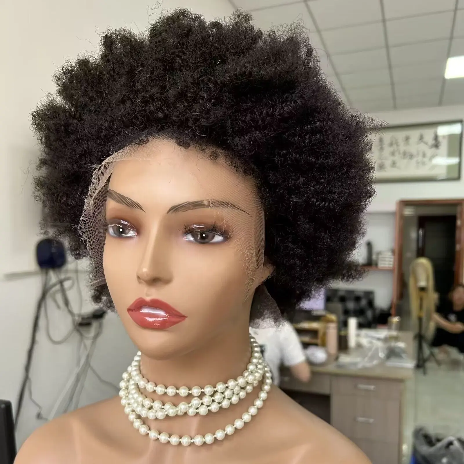 Alia pixie afro kinky perruque humain hair hd lace高品質13x4 13x6バージン人毛hdレースかつらドロップシッピング卸売