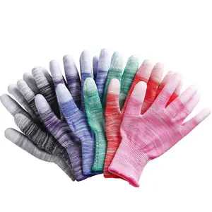 Nylon Stripe PU Finger-coated Gloves Wear-resistant Electric Dust-free Anti-static Factory Manufacturers Wholesale Labor Gloves