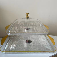 Boîte à pain rectangulaire avec couvercle doré, assiettes à bonbons, plateau à fruits pour salon, plateau à gâteaux pour table basse, assiettes de fête de mariage
