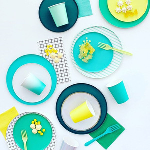 Platos de Papel para Decoración de Fiestas, Juego de Platos de Papel de Color Puro para Mesa de Fiesta - Product Image 2