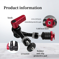 Bras magique réglable avec super pince, kit de bras articulé de 7 pouces pour écran LCD, lumière LED, lampe flash, appareil photo