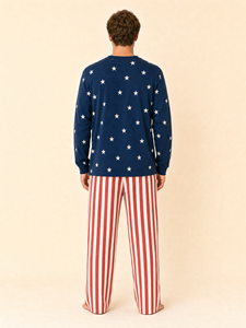 Pyjamas assortis pour la famille, à manches courtes, à motifs étoiles et rayures, pour la fête de l'Indépendance des États-Unis, 4 juillet, en polyester - Product Image 4