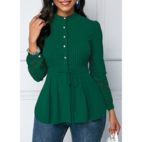 Blusa tamanho até 5xl para moças, camisa de escritório com renda e manga comprida para carreira, blusa tamanho grande para mulheres