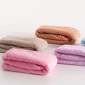 Baisly Quick Dry Microfiber Square Adult Hair Turban <b>Towel</b> Plaid Printed Buttons Super Soft Absorbent Drying <b>Wrap</b> Home Use Hand - Product Image 1