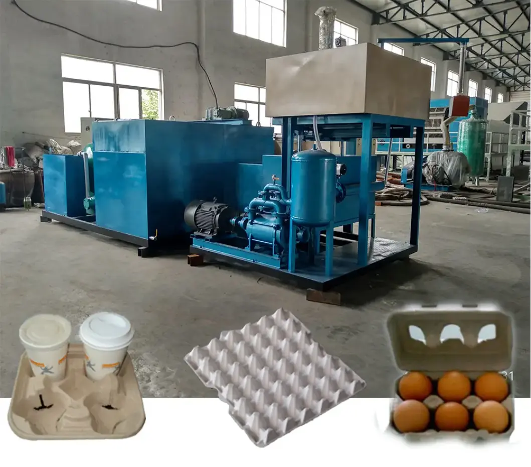 Línea de producción de bandejas de huevos de pequeña capacidad de alta eficiencia Máquina de fabricación de bandejas de huevos de papel de gran capacidad Línea de producción de bandejas de huevos