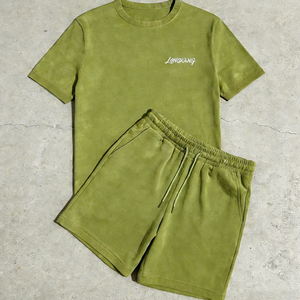 Setelan Kaos dan Celana Pendek Oversize 2 Potong, Gaya Y2K Streetwear Kasual Musim Panas, Warna Biru - Product Image 5