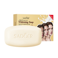 SADOER Savon Solide au Lait de Chèvre Hydratant Éclaircissant Nettoyage en Profondeur Mousse Abondante pour Visage Corps Mains Usage Quotidien