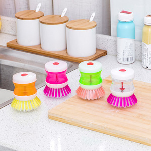 Automatic Liquid Dispensing Dishwashing Brush With Nylon Bristles For Pots And Pans Cleaning - Product Image 1