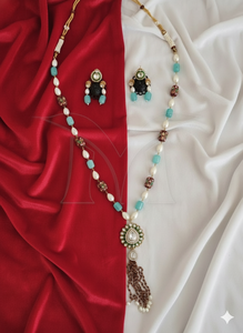 Antique <b>Jewellery</b> High <b>Gold</b> Polish Long Mala <b>Set</b> Designer Party Wear Fancy Traditional Necklace <b>Set</b> for Women - Product Image 4