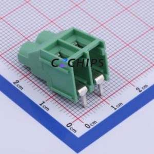 DB910R-6.35-2P-GN-S Screw Terminal Block Bent Lead Through Hole,P=6.35mm Connector 1x2P 6.35mm Green Right Angle Insert - Product Image 2