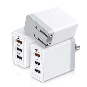 QC3.0 Mobile Phone Charger 3 USB Ports 2.4A Fast Charging <b>Adapter</b> for <b>US</b> EU UK Standards White - Product Image 1