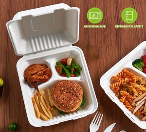 Envase de Alimentos Desechable, Ecológico, Natural, Compostable, de Caña de Azúcar, Tipo Clamshell - Product Image 4