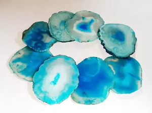 Blue Natural <b>Agate</b> <b>Coaster</b> Set Irregular Resin Stone Drink Mat Reusable Table Decor for Home Hotel Bar - Product Image 1