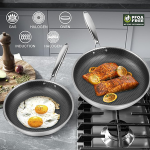 Dreischichtige Edelstahlpfanne, Waben-Antihaftbeschichtung, für alle Herdarten & Induktion, zum Kochen & Braten, schnitt- und kratzfest - Product Image 4