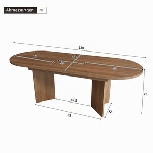 Table à manger ovale extensible moderne SENYU, plateau en bois, pieds en bois, design scandinave, 6 places, meubles pour la maison - Product Image 3