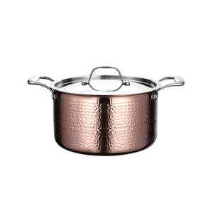 Huihong 304 Stainless Steel Hammered Soup <b>Pot</b> 24cm <b>Induction</b> Compatible Large Capacity - Product Image 5