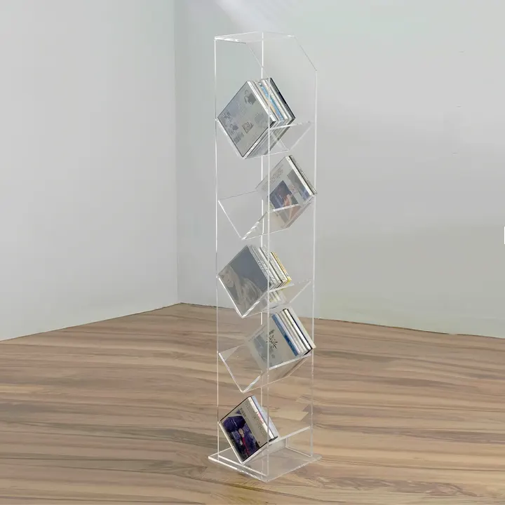 Multi-layer Portable Acrylic Magazine Literature Rack Book Brochure Plexiglass Holder Catalog Shelf