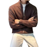Ventes Flash Usine – Cardigan Homme Tricoté Couleur Unie avec Fermeture Éclair, Col Montant, Coupe Slim, Entièrement Zippé – Manteau Pull Homme Automne Hiver