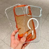 Étui de téléphone portable magnétique transparent avec paillettes Meracly pour iPhone 12 13 14 15 16 17 Pro Max, support transparent, protection