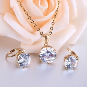 Ensemble de bijoux en acier inoxydable plaqué or 18 carats de luxe, zircon coloré en gros, pour femmes - Product Image 2