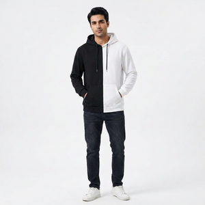 Sweatshirts à capuche personnalisés de haute qualité pour hommes Sweatshirts à capuche patchwork blancs et noirs personnalisés Sweatshirts à capuche surdimensionnés - Product Image 1
