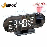 LED הדיגיטלי מעורר הקרנת שעון אלקטרוני שעון מעורר עם 180 תואר הקרנה FM רדיו שינה המיטה אילם שעון