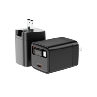 Chargeur GaN 30W avec câble rétractable, prise EU/US/UK, QC3.0 PD USB-C double type C, charge rapide pour téléphone portable et appareil photo, adaptateur USB C