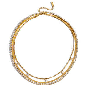 Collier fantaisie en acier inoxydable 316L plaqué or 14K 18K PVD, collier superposé, bijoux fins, collier tennis pour femmes - Product Image 5