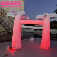 Arche gonflable personnalisable en forme de cocotier blanc avec éclairage, arches gonflables en forme de palmier pour événements