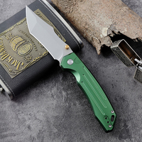 Couteau de poche pliable EDC Hongrui en acier D2 avec manche en aluminium, personnalisable OEM, coffret cadeau, pour randonnée et camping en extérieur, couleur verte