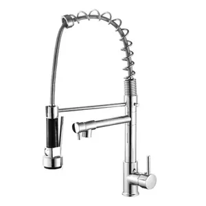 Luxury Brass Chrome Spring Faucet Single Lever Drop Dual Function Sprayer Sink Mixer Hot And Cold Water Kitchen Faucets