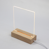 Lampe de nuit LED moderne Décoration de chambre à coucher Lampe rectangulaire en bois Kit de lampe avec base en bois DIY 3D Acrylique Note avec tableau d'affichage