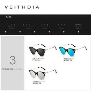 Veithdia Women's Round Polarized Sunglasses UV400 Blue Mirror Lens TR90 <b>Frame</b> Cat Eye Style 3029 - Product Image 4