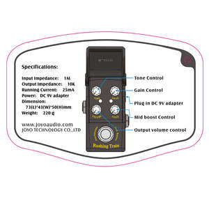 Pédale de <span class=keywords><strong>guitare</strong></span> JOYO JF-306 Rushing Train Overdrive AMP Simulator, son propre, pédale <span class=keywords><strong>d</strong></span>'overdrive pour <span class=keywords><strong>guitare</strong></span> électrique, True Bypass - Product Image 6