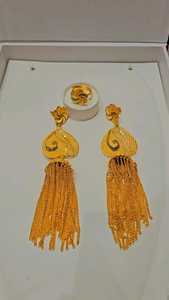 GlamouWomen's Gold Plated Tassel <b>Earrings</b> Bohemia Style Wedding Jewelry Set Alloy Fashion Statement <b>Earrings</b> for Bridal Special - Product Image 3