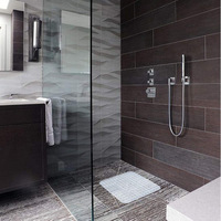 Tapis de douche antidérapant en PVC écologique avec ventouses, trous de drainage, motif diamant, lavable, pour baignoire