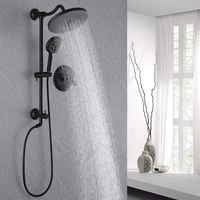 Système de douche mural en laiton chaud et froid, kit colonne de douche avec pomme de douche pluie et douchette