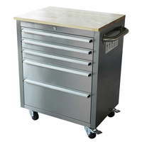 Armoire de rangement à 5 tiroirs en argent pour garage, atelier, coffre à outils complet, chariot à outils