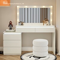 Coiffeuse moderne minimaliste pour petit appartement, nouveau style, ton crème, intelligente, avec éclairage intégré et rangement