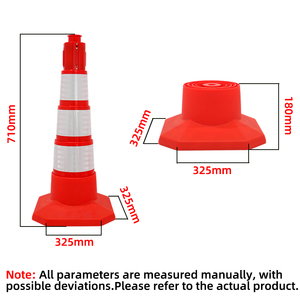 Cône de signalisation routière pliable, réfléchissant et brillant, avec ceinture d'avertissement d'isolement pour situations d'urgence - Product Image 3