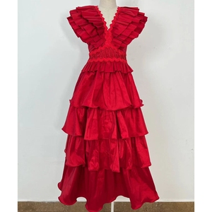 <span class=keywords><strong>Robe</strong></span> <span class=keywords><strong>longue</strong></span> <span class=keywords><strong>d</strong></span>'été pour femme, style luxe léger, nouvelle collection, col en V, manches volantées, brodée et à bords superposés - Product Image 6
