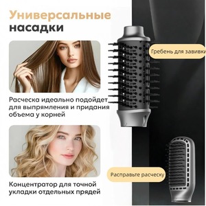 Hair Dryer 6-in-1 Gunmetal Purple Negative Ion High Speed DC Motor Rotary Nozzle Hair Care - Product Image 3