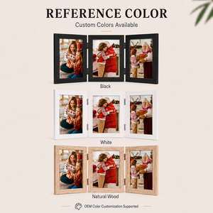 Cadre photo triple pliable en bois, personnalisable, avec charnières, pour souvenirs <span class=keywords><strong>de</strong></span> <span class=keywords><strong>famille</strong></span> et décoration <span class=keywords><strong>de</strong></span> table - Product Image 4
