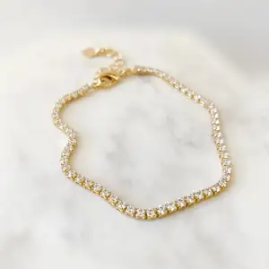Inspire Jewelry dainty Tennis Bracelet 18K Yellow Gold, Women accessory Premium 3mm CZ Diamonds Bracelet,married weeding gift