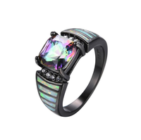 Bague de fiançailles en argent sterling 925 avec opale tropicale incrustée, opale de feu bleue et topaze mystique arc-en-ciel – Vente en gros de bijoux de mode